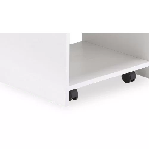 White wooden trolley with swivel wheels